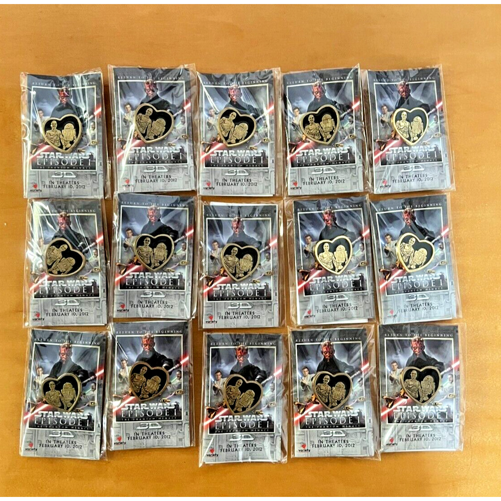 Star Wars Episode The Phantom‎ Menace 3D Heart Pin Variety Charity R2 3PO 15 Pc